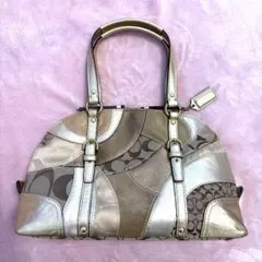 希少COACH ゴールド パッチワーク ショルダーバッグ