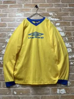 90s アンブロ　UMBRO サッカーシャツ　ロンT 黄色　センターロゴ　長袖