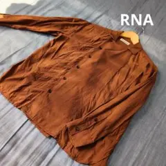 RNA　ストライプシャツ　ブラウン　レトロ　シルク混　古着　おしゃれ　Мサイズ