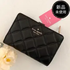 新品　正規品☆kate spade 折り財布　ブラック　レザー　二つ折り財布のサムネイル