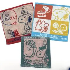 スヌーピー ハンドタオル3枚セット ユニバ ロゴ 限定 ミニタオル