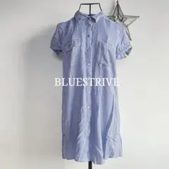 BLUESTRIVE ブルースドライブ 半袖シャツ 青×白 ストライプ Mサイズ