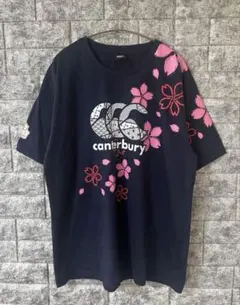 【美品】 Canterbury ラグビー日本代表 公式 桜ロゴTシャツ ネイビーのサムネイル