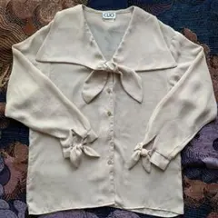 80’s〜90’s前期　USA製ビンテージシャツ　レディース古着　ビッグカラー