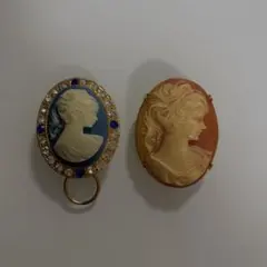 カメオ風 ブローチ 2点セット ヴィンテージ調　アンティーク調