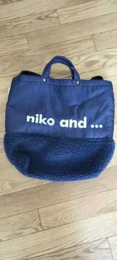 niko and ... トートバッグ ネイビー ボア