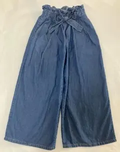 GU GIRLSライトデニムプルオンワイドパンツ 130