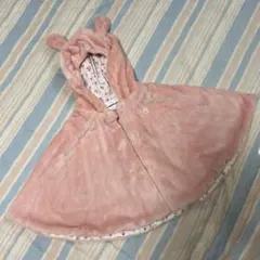 ミキハウス　ベビーポンチョ　うさぎ　うさ耳　70〜90 ピンク　女の子
