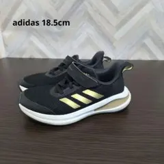adidas 18.5cm 子ども靴 ブラック ゴールド 記名あり