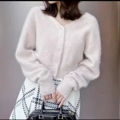 【美品】SNIDELのフォックスファーショートカーディガン　ピンク