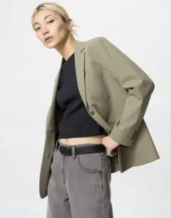 UNIQLO テーラードジャケットリラックスフィット グリーン