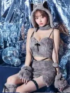 グレー アニマルコスプレ衣装 フード付き