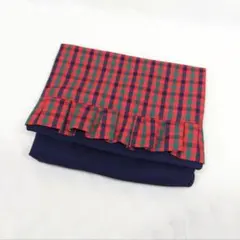 移動ポケット 赤チェック フリル 女の子 マチあり ハンドメイド