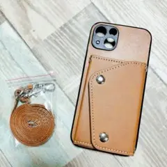 新品未使用✧iPhone 14 Pro Max ケース 肩掛け合成皮革付き