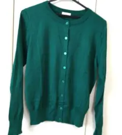 GU UVカットウォッシャブルクルーネックカーディガン　グリーン　M