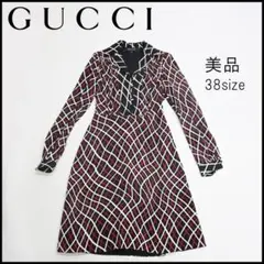 ■ □ a1677 GUCCI【グッチ】 格子柄 ワンピース シルク ベルト付きのサムネイル