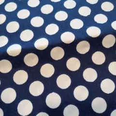 ネイビーとホワイトの水玉綿生地