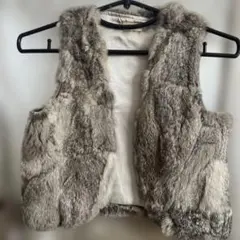 グレー ラビットファー ベスト Mサイズ