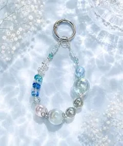 ハンドメイド ビーズストラップ キーホルダー、バックチャーム
