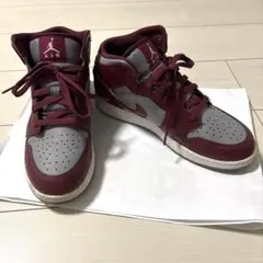 NIKE AIR JORDAN 1 MID バーガンディ グレー　25cm