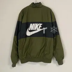 NIKE ナイキ ナイロンジャケット 中綿ジャケット カーキ ビックロゴ