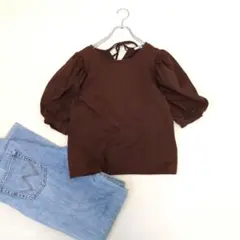 【C・O・L・Z・A/コルザ】パフ五分袖カットソープルオーバー『L』バックリボン