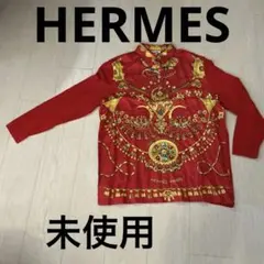 HERMES-PARIS シルクニットブラウス赤Lサイズ未使用エルメスのサムネイル