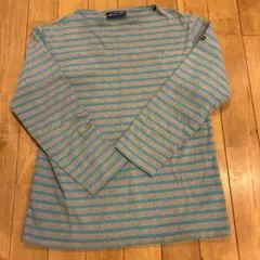 SAINT JAMES 水色✖️グレーストライプ長袖カットソー ML