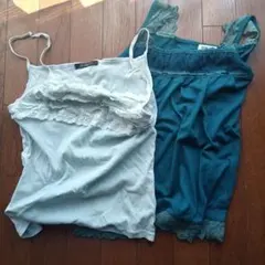 中古 掃除用 レース付きキャミソール 2枚セット