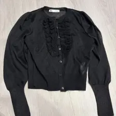 ZARA フリルカーディガン ブラック S