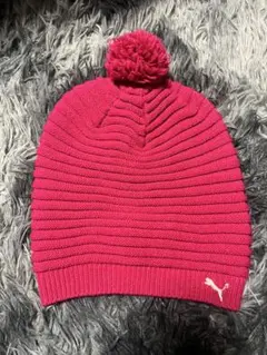 PUMA ポンポン付きピンクニット帽　プーマ
