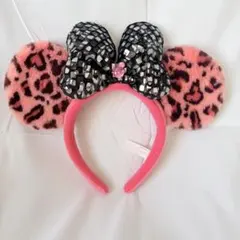 ディズニーリゾート　ミニー　　ヒョウ柄　カチューシャ　ピンク