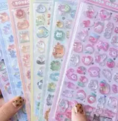 【新品未使用】ぷくぷくシールボンボンドロップシール　 3Dシール　6枚セット