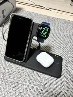 4in1 ワイヤレス充電スタンド ブラック 15W