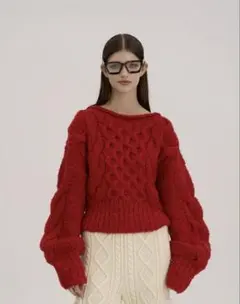 THE TOÉ Nimes handmade cable knit　red the toe ニット Nîmes handmade cable knit - メルカリ