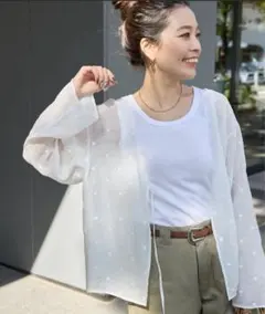 Simplicite 手洗い可　ドット刺繍リボンブラウスのサムネイル