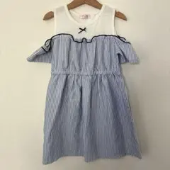 120cm ワンピース　肩出し　オフショルダー　ストライプ