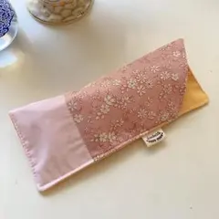 メガネケース　ペンケース等に★ピンクの花柄 ハンドメイド