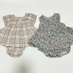 チェック柄　ブラウス　セットアップ　花柄　ブルマセット　上下　２セット