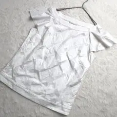 エポカ　Tシャツ　ブラウス　クルーネック　ボックスチェック　透け感　フレンチ