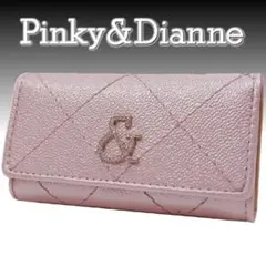 ピンキー&ダイアン キーケース パールピンク&ロゴキャビアシリーズリング付き4連