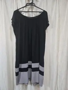 大きいサイズ☆半袖ミニワンピース ブラック/グレー 4L