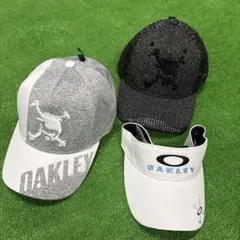 OAKLEY グレー ホワイト ブラック　キャップ　ホワイトバイザー　セット