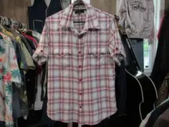 MEN'S MELROSE 赤ジュエル ラインストーン ウエスタンシャツ 半袖