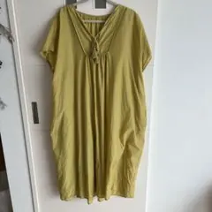 サマンサモスモス   フレンチスリーブワンピース イエロー(マスタードイエロー)