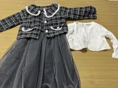キッズ ツイード風セットアップ ワンピース ジャケット　100 カーディガンつき