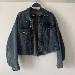 ZARA デニムジャケット ブラック ウォッシュ加工のサムネイル