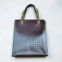 希少美品 orla kiely ブラウン レザートートバッグ UK製 大きめのサムネイル