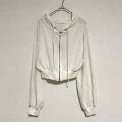 モノストリート パーカー シースルー 羽織 ショート丈 無地 ホワイト