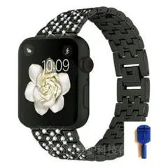 AppleWatch ベルト ダイヤベルト 黒 バンド アップルウォッチ E
